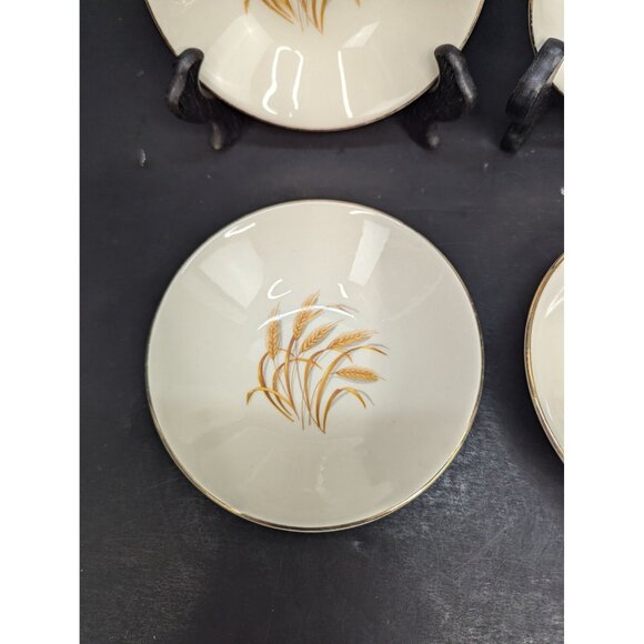 Vintage Golden Wheat Made in USA 22K Gold 5 Inch Dessert Berry Bowls Lot of 4 - Picture 4 of 8